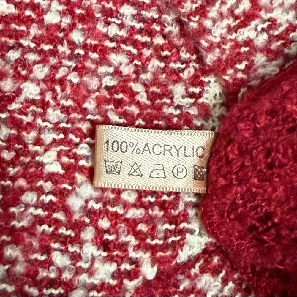 Laon Red Buffalo Plaid Acrylic Women’s Cream Infinity Scarf